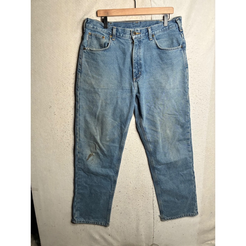 Carhartt B172 DST Flannel Lined Relaxed Fit Jeans Blue Denim 36x34 Mens